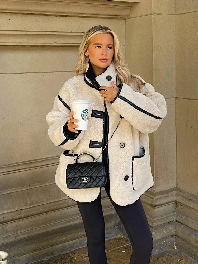 Chaqueta Sobredimensionada para Mujer Estilo Urbano Elegante para Otoño e Invierno