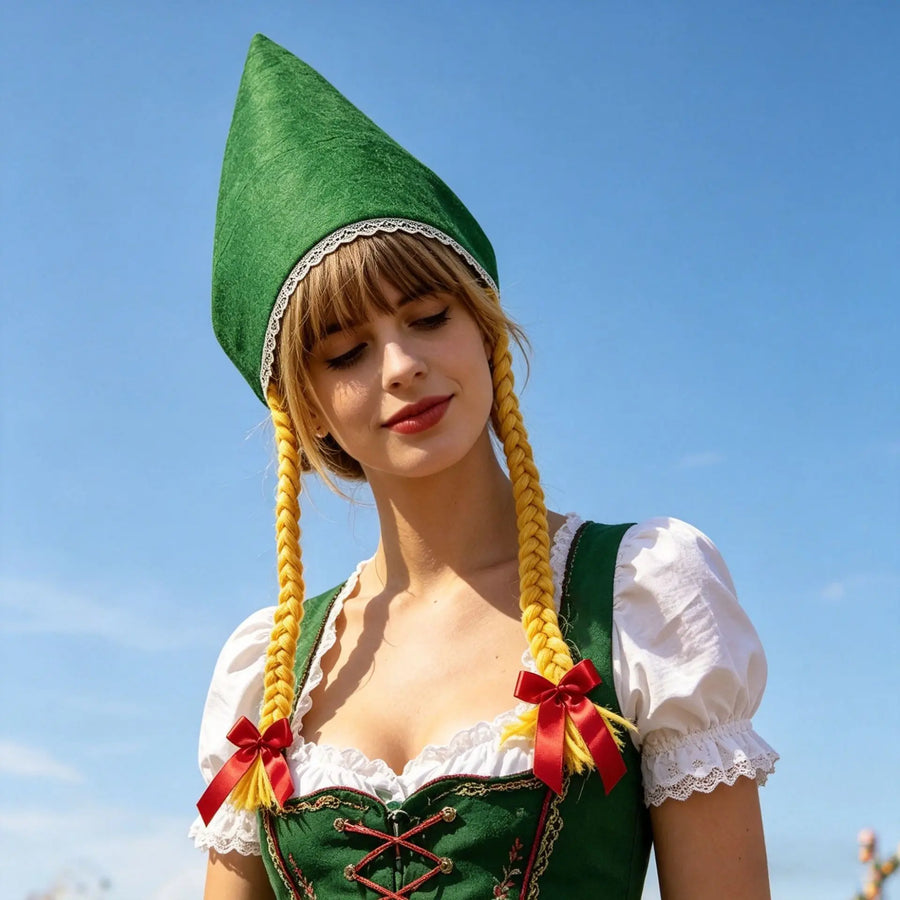 Robe Dirndl Traditionnelle Femme à Manches Courtes et Tablier
