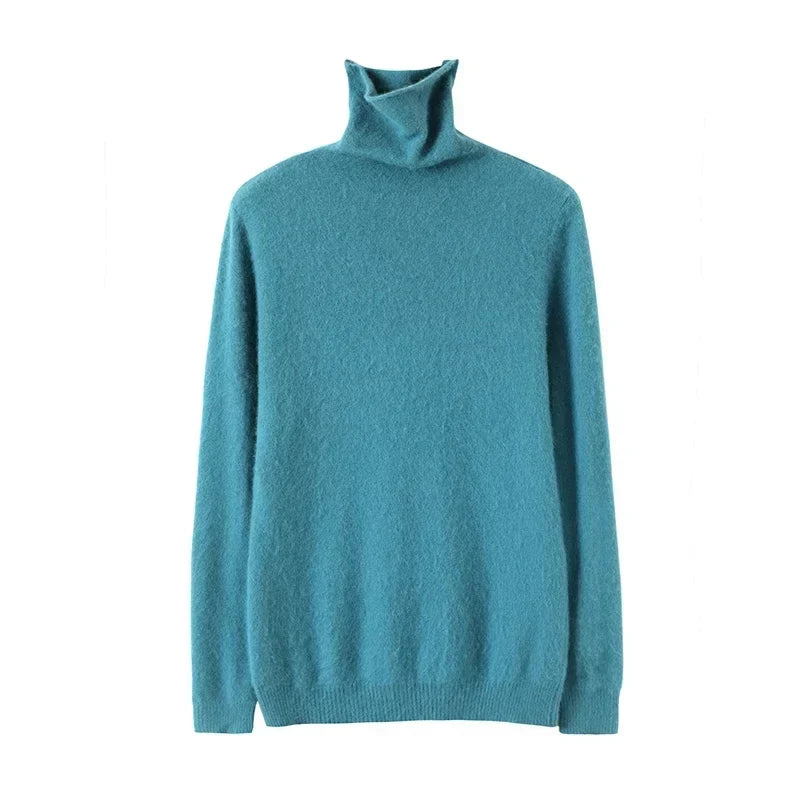 Pull col roulé femme en tricot doux, manches longues uni