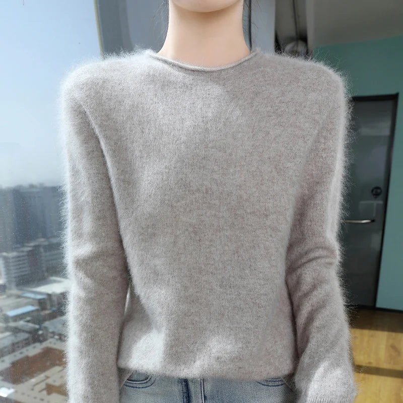 Women's soft crew-neck long-sleeve sweater, available in several colors