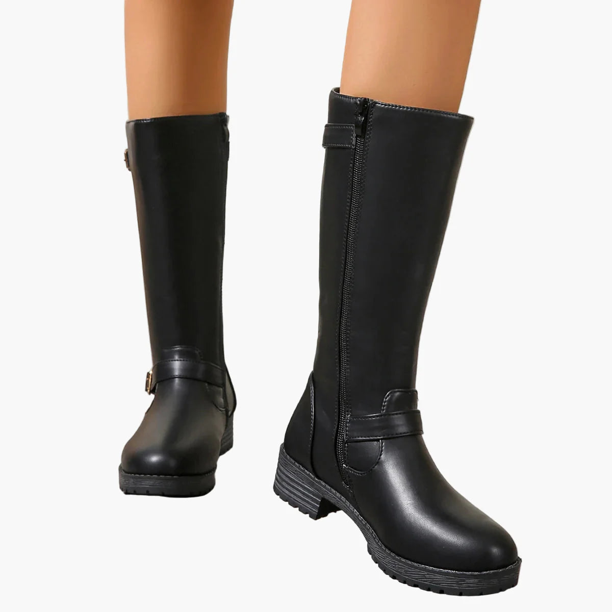 Bottes hautes à boucle style cavalier pour femme - Élégance urbaine et confort quotidien