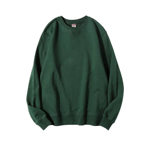 Ensfarvet sweatshirt med rund hals og lange ærmer