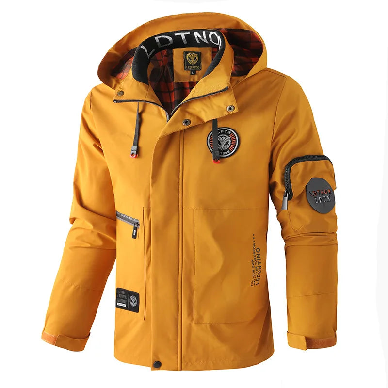 Veste à capuche homme coupe-vent et imperméable avec multiples poches