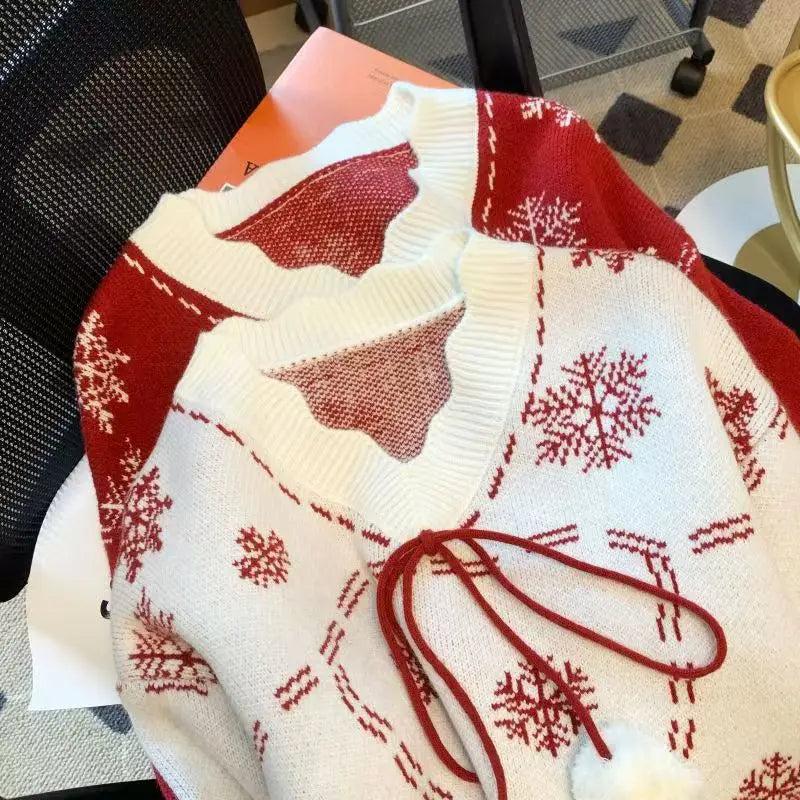 Cardigan Donna Stile Inverno Natale Motivi Fiocchi di Neve – Ideale per le Feste e l'Inverno