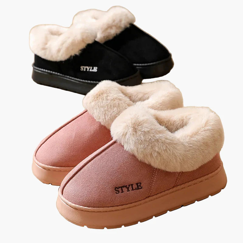 Pantoufles d'intérieur pour femme style bottillon chaud et confortable