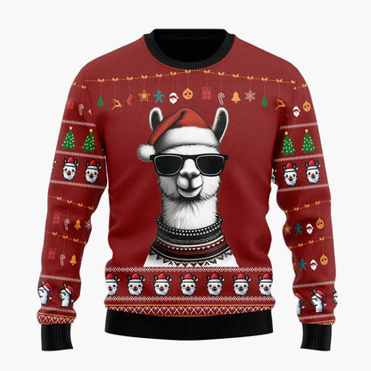 Unisex Weihnachts-Pullover Lama mit festlichen Mustern – Winter-Sweatshirt mit Humor, originelles Geschenk