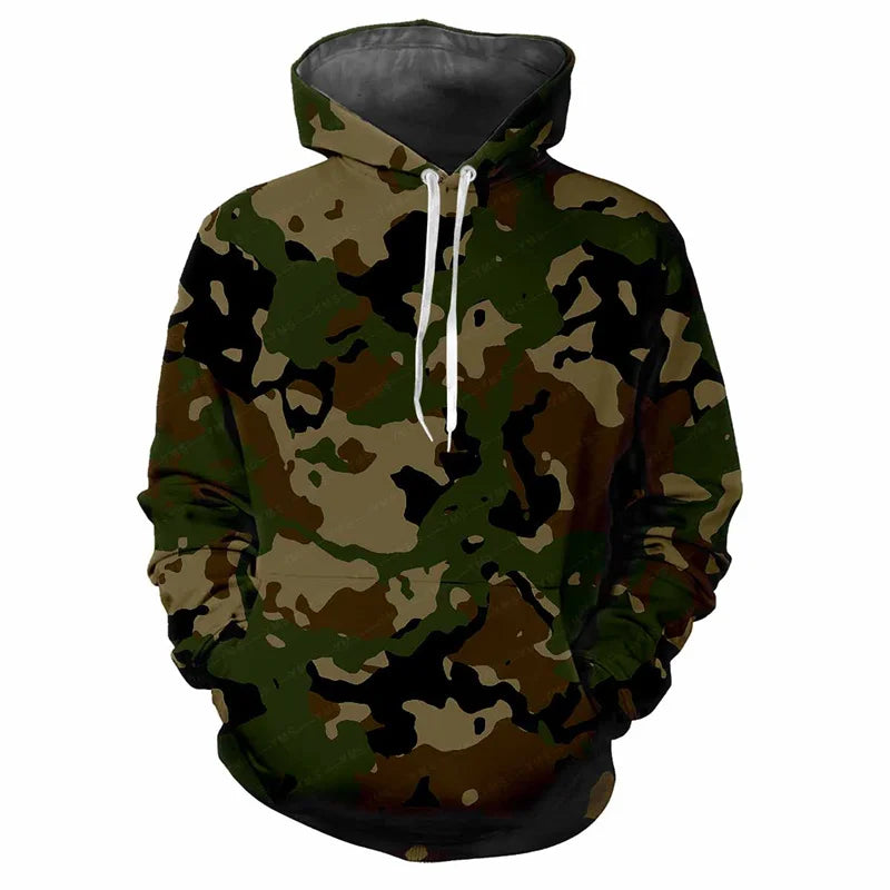 Camouflagehoodie voor heren met kangoeroezak en verstelbare trekkoorden