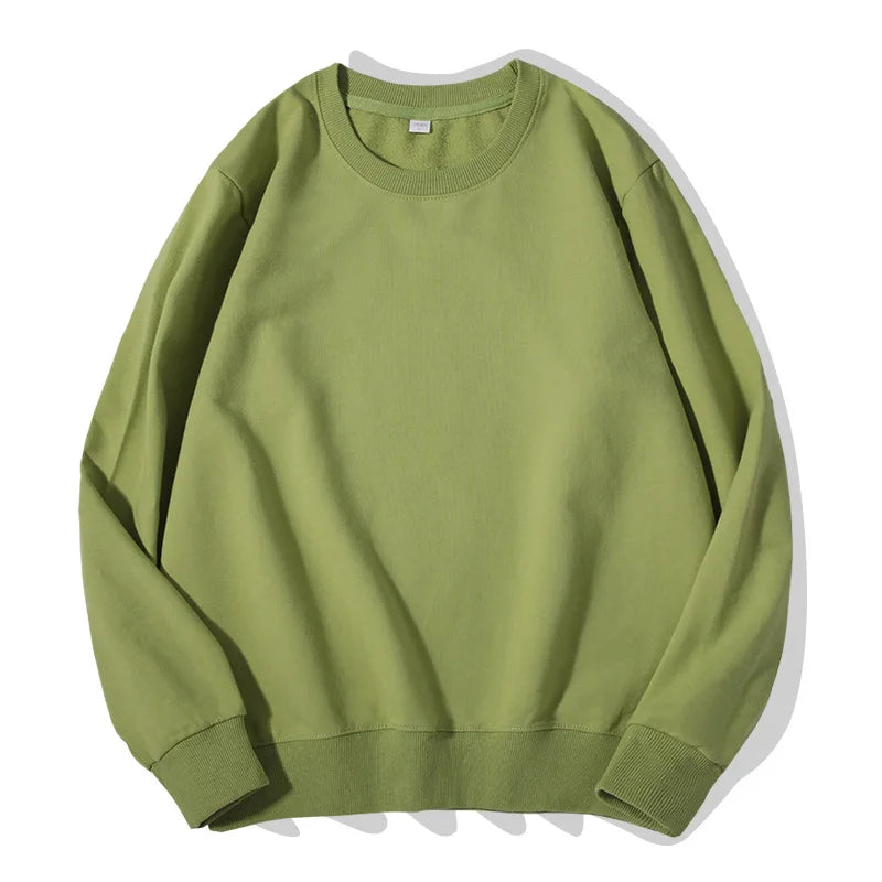 Sudadera informal lisa de cuello redondo, de tejido suave