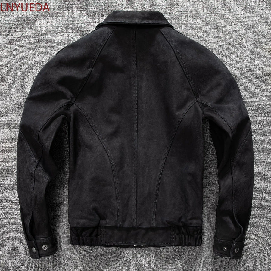 Veste Homme Courte Noire Coupe Bomber Décontractée avec Fermeture Éclair et Col Classique