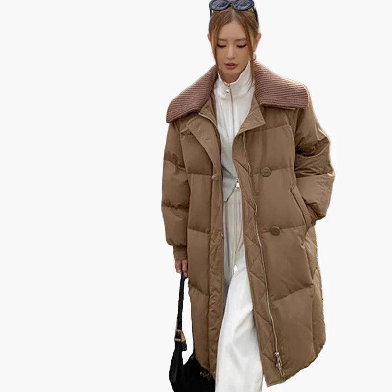 Lange Donsjas Dames Casual Stedelijke Stijl Warme Winter