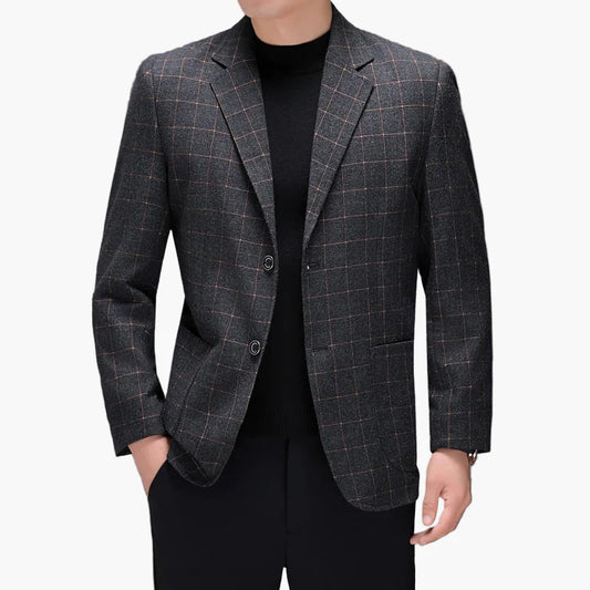 Elegant men's plaid suit jacket for business and formal occasions