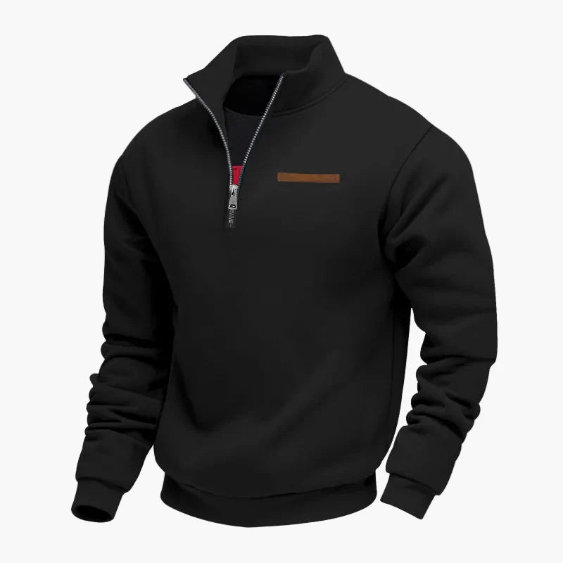 Sweat-shirt homme demi-zip col montant style décontracté pour voyages et loisirs