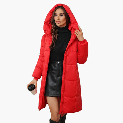 Cappotto Piumino Lungo Donna Stile Urbano Inverno Elegante con Cappuccio