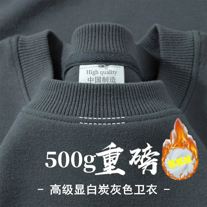 Herren-Sweatshirt mit Rundhalsausschnitt, Fleece-Futter und langen Ärmeln