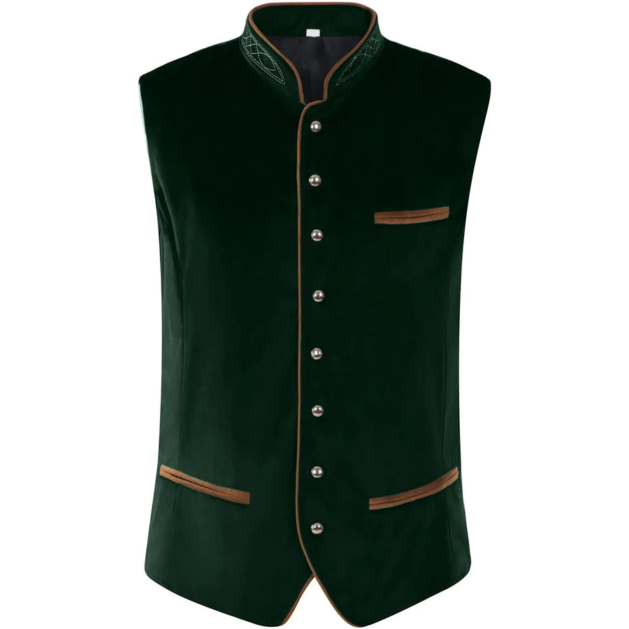 Gilet en velours brodé et chemise à jabot pour homme de style traditionnel allemand
