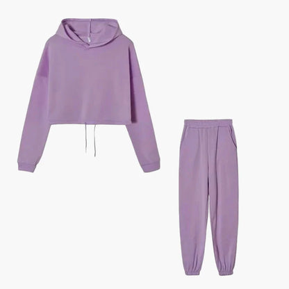 Ensemble Survêtement Femme Hoodie Court et Jogging Décontracté Urbain