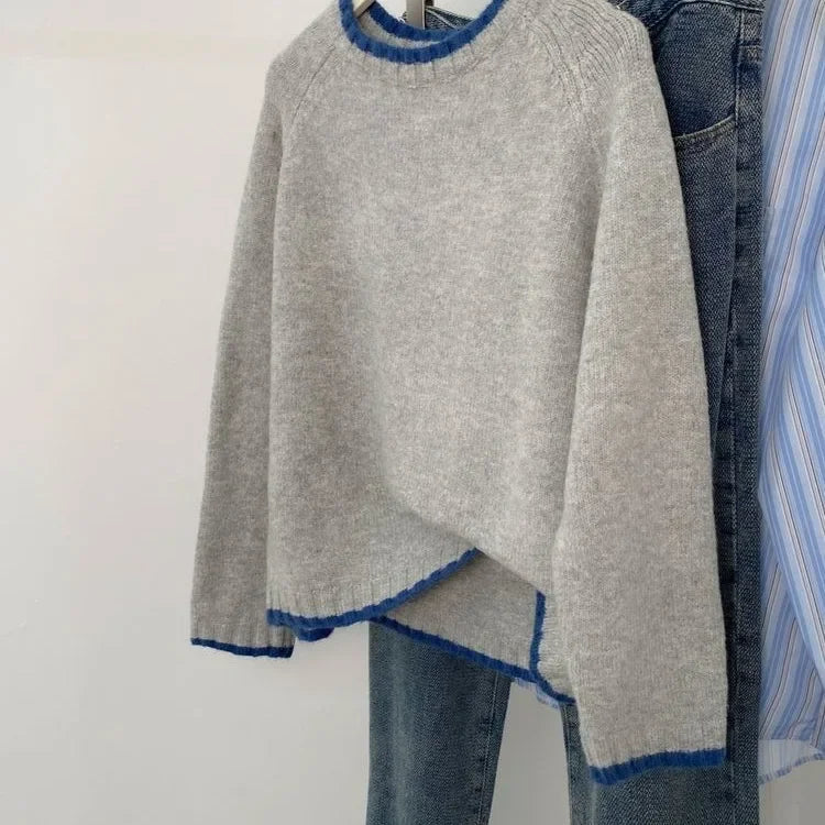 Casual trui voor dames in stedelijke stijl voor de herfst, ronde hals, lange mouwen