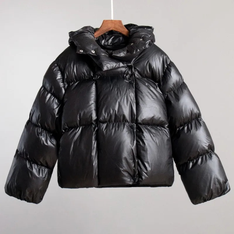 Women's Short Hooded Quilted Puffer Jacket