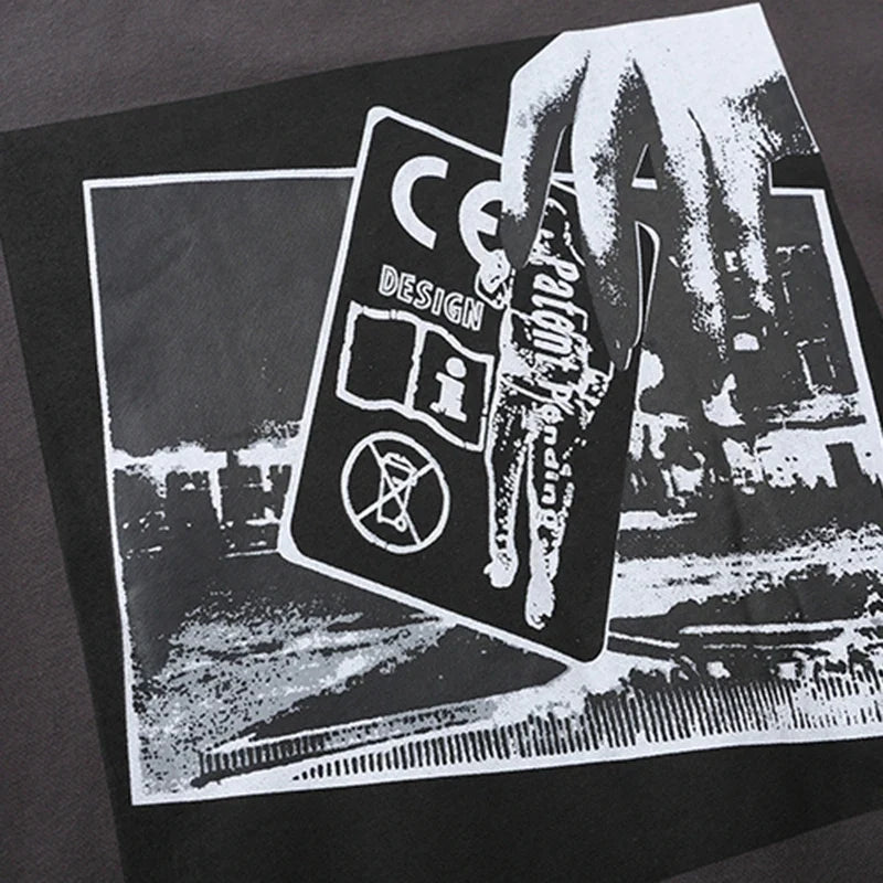 Sweatshirt met ronde hals en grafische print in urban stijl - antracietgrijs