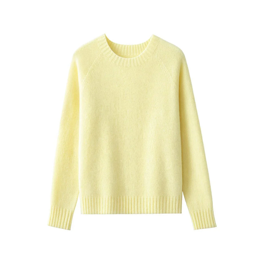 Women's soft solid-color crew-neck long-sleeve sweater