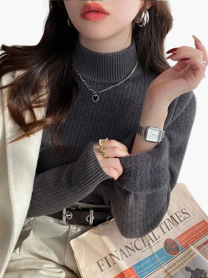 Jersey de Cuello Alto para Mujer Elegante Estilo Casual para Otoño e Invierno