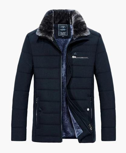 Chaqueta acolchada para hombre estilo urbano con cuello de piel – Ideal para el invierno y la temporada intermedia