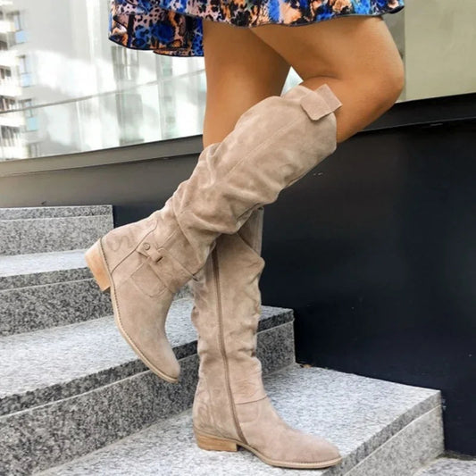 Marie – Retro mockaboots med låg klack för kvinnor