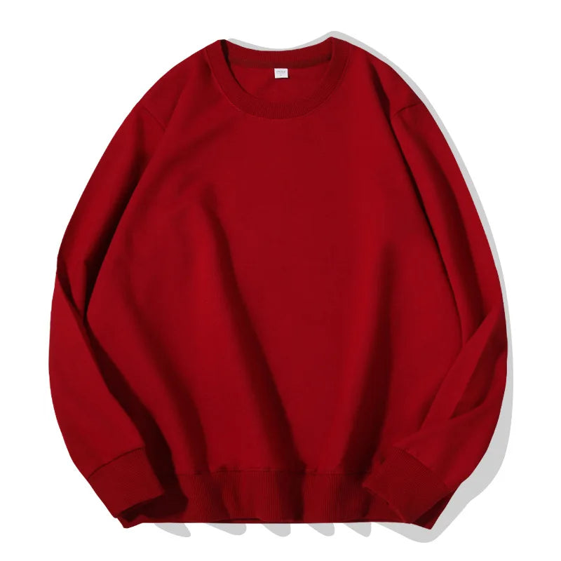 Sudadera informal lisa de cuello redondo, de tejido suave