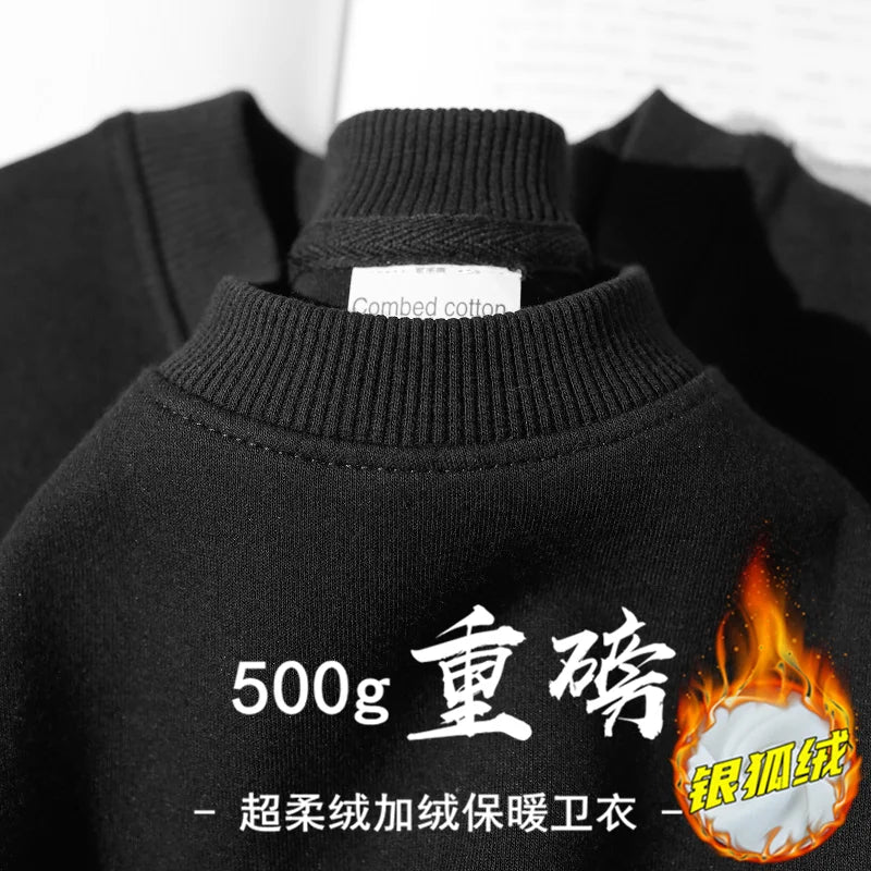 Herren-Sweatshirt mit Rundhalsausschnitt, Fleece-Futter und langen Ärmeln