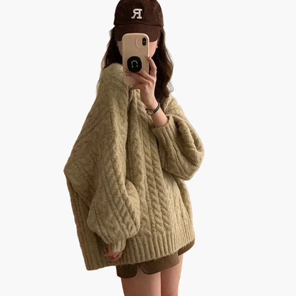 Luźny sweter damski w stylu koreańskim casual – elegancka moda jesień-zima