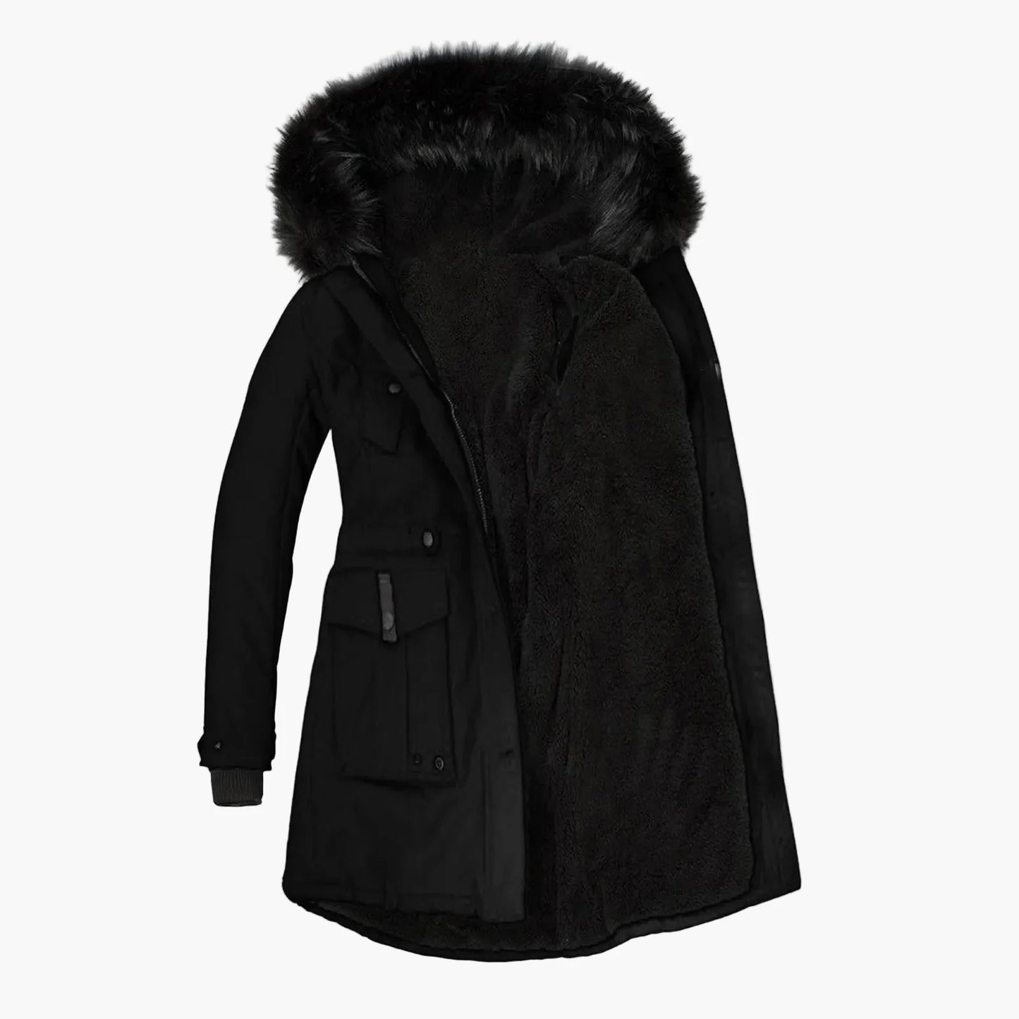 Manteau d'hiver femme grande taille avec capuche fourrure style vintage urbain