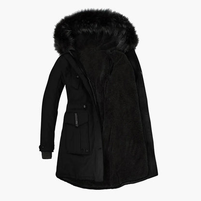 Manteau d'hiver femme grande taille avec capuche fourrure style vintage urbain