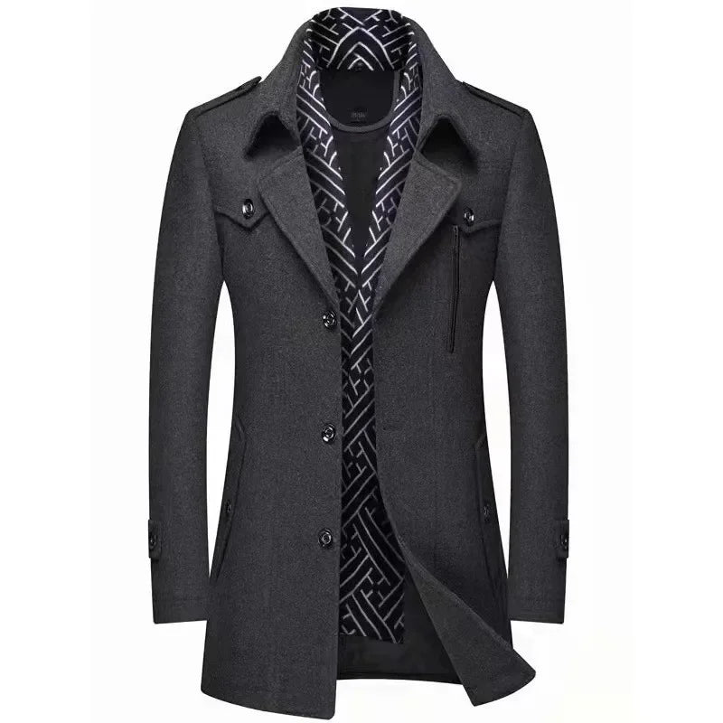 Elegant lång kappa för herr – Chic och bekväm urban stil