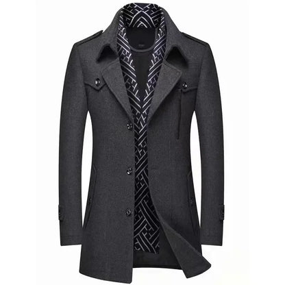 Elegant lång kappa för herr – Chic och bekväm urban stil