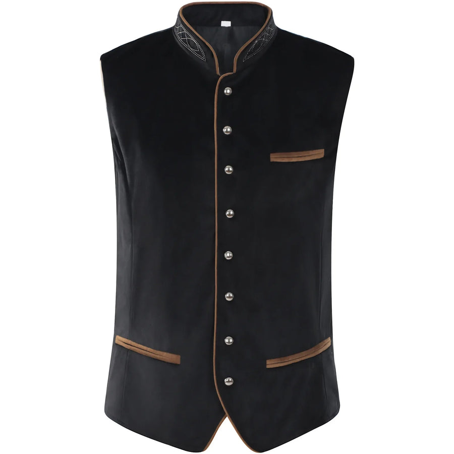 Gilet en velours brodé et chemise à jabot pour homme de style traditionnel allemand