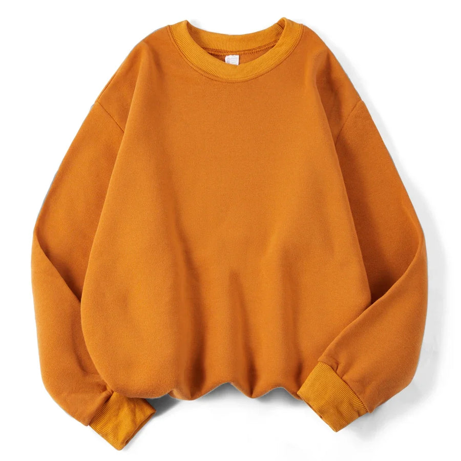 Sweat-shirt Femme ample Violet uni col rond et manches longues