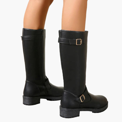 Bottes hautes à boucle style cavalier pour femme - Élégance urbaine et confort quotidien