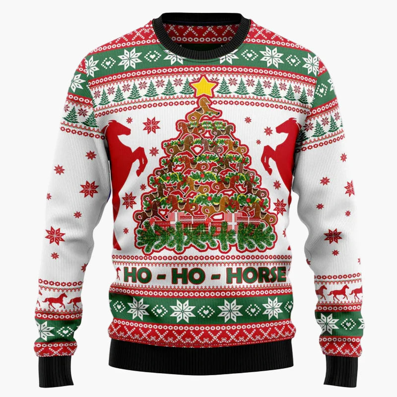 Maglione di Natale originale uomo – Felpa con motivo cavallo umoristico, stile festa e inverno