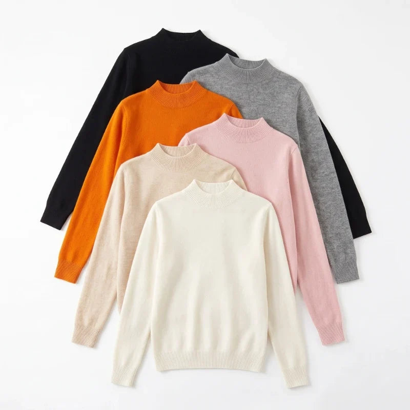 Women's knitted mock-neck long-sleeve sweater