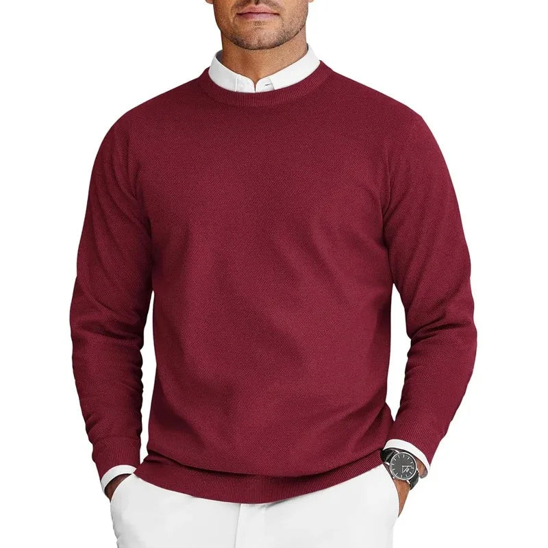 Maglione da uomo girocollo testurizzato a maniche lunghe, disponibile in diversi colori