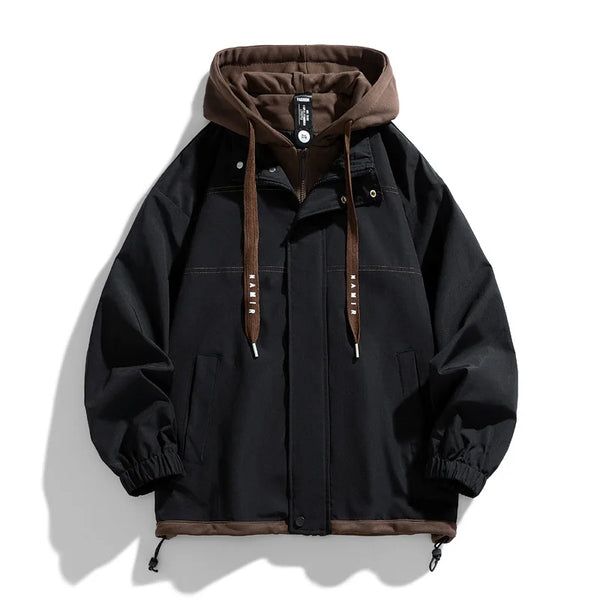 Veste Homme à Capuche Doublée Style Décontracté avec Cordon de Serrage Manches Longues