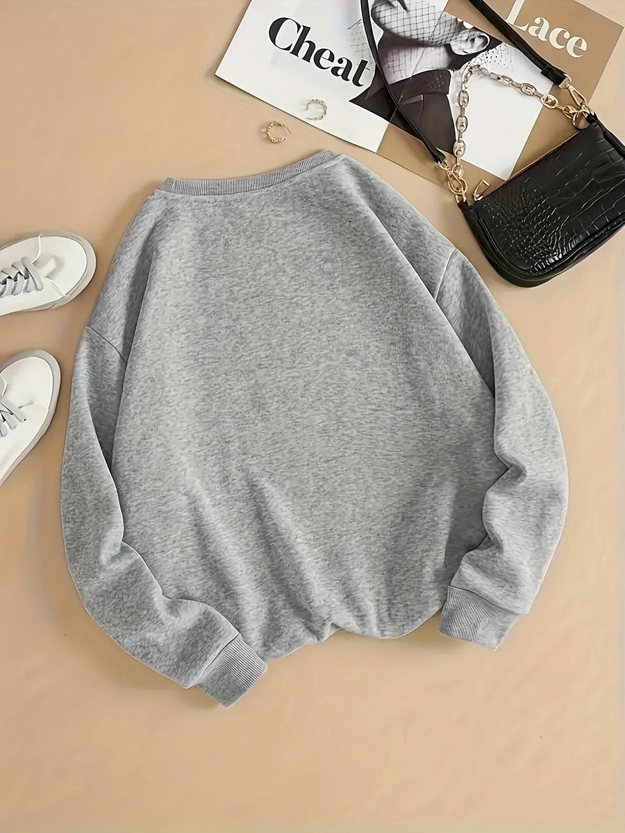 Graues Sweatshirt mit Rundhalsausschnitt und dem Aufdruck „BROOKLYN NEW YORK“ im lässigen Stil