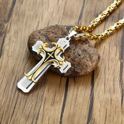 Adrian – Pendentif Croix Byzantine en Or pour Hommes