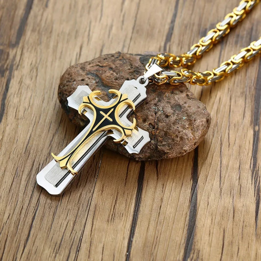 Adrian – Pendentif Croix Byzantine en Or pour Hommes