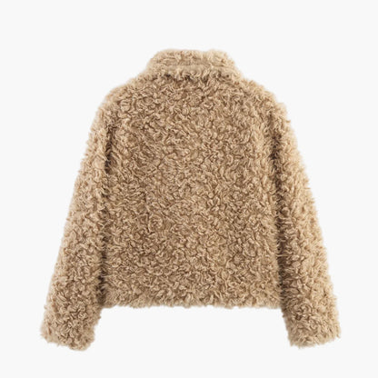 Chaqueta corta para mujer estilo peluche elegante y a la moda para el invierno