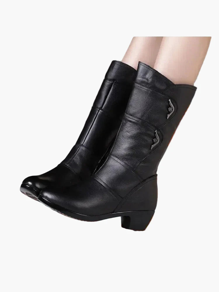 Bottes d'hiver femme à talon bloc style militaire avec doublure chaude