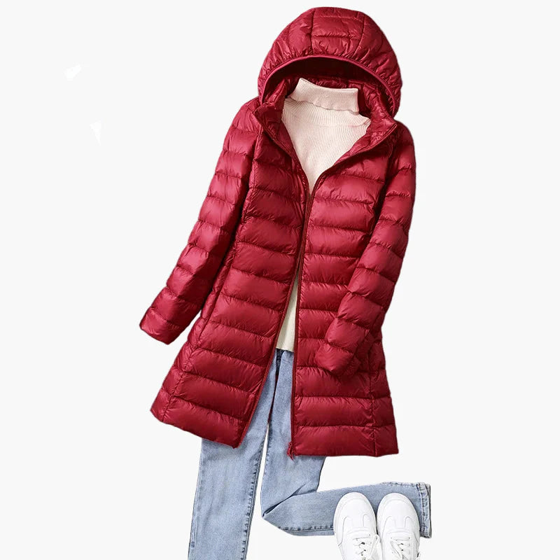 Manteau long matelassé à capuche pour femme, style décontracté, idéal pour l'hiver