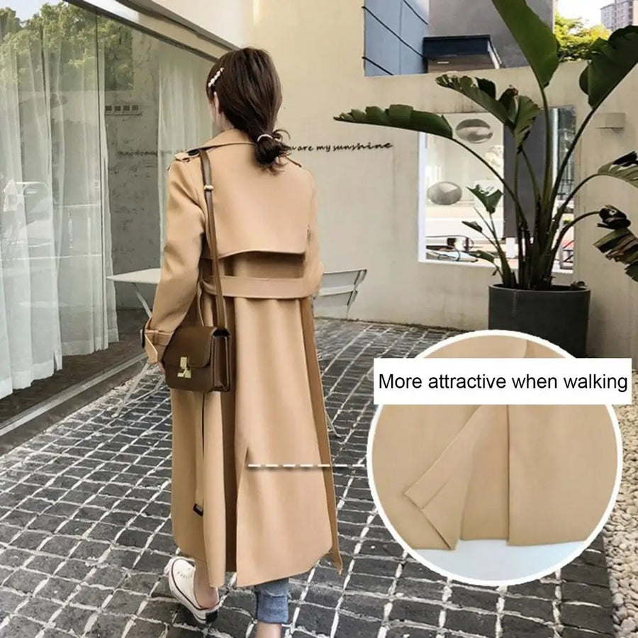 Trench-coat long double boutonnage avec ceinture pour femme - Plusieurs couleurs
