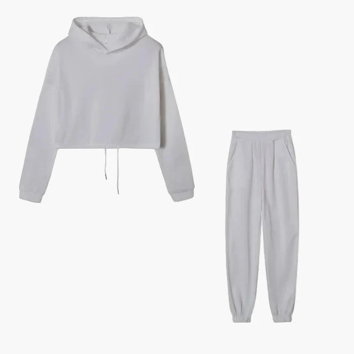 Ensemble Survêtement Femme Hoodie Court et Jogging Décontracté Urbain