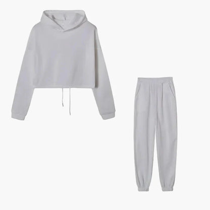 Ensemble Survêtement Femme Hoodie Court et Jogging Décontracté Urbain